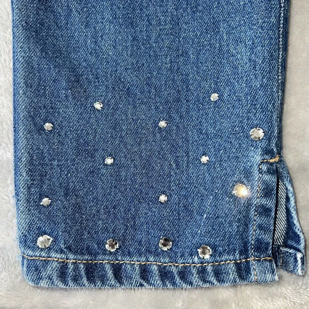 Liz Claiborne Lizwear Vintage 90s Womens 4 Denim Mom Jeans Rhinestones High Rise - Picture 5 of 15